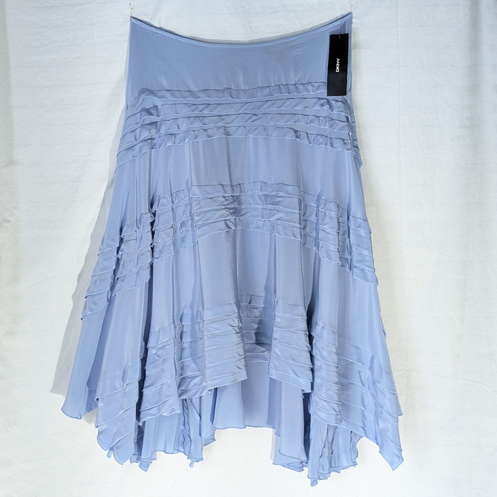 DKNY Lavender Blue Ruffled Handkerchief Hem Skirt